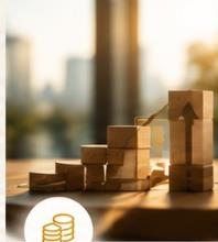 Ascending growth blocks with upward capital arrow